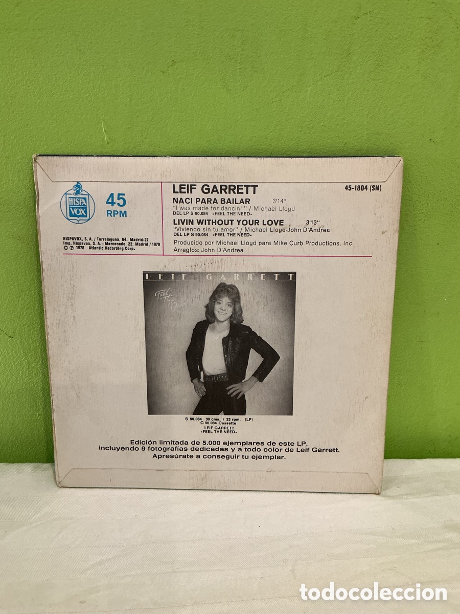 Discos de vinilo: Leif Garrett &ndash; Nac&iacute; para bailar &ndash; Single 1978 - Foto 7