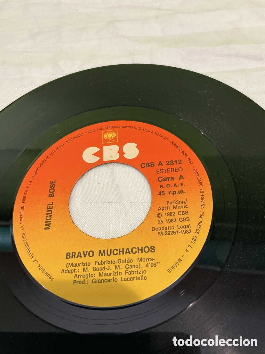 Discos de vinilo: Miguel Bos&eacute; &ndash; Bravo muchachos &ndash; Single 1982 - Foto 4