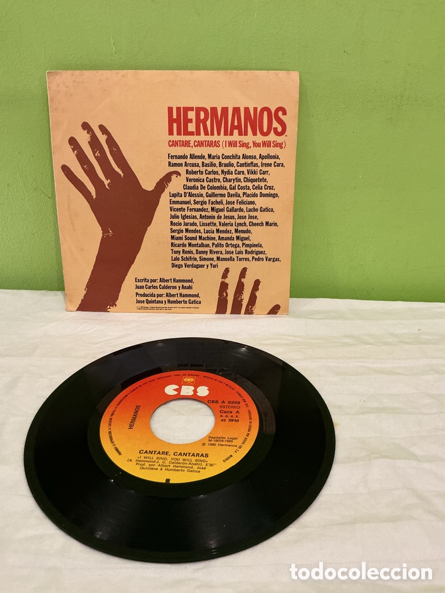 Discos de vinilo: Hermanos &ndash; Cantar&eacute;, cantar&aacute;s &ndash; Single 1985 - Foto 3