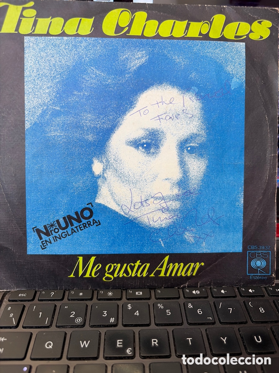 Discos de vinilo: TINA CHARLES - ME GUSTA AMAR + FIEBRE DISCOTECA SINGLE FIRMADO POR EL ARTISTA