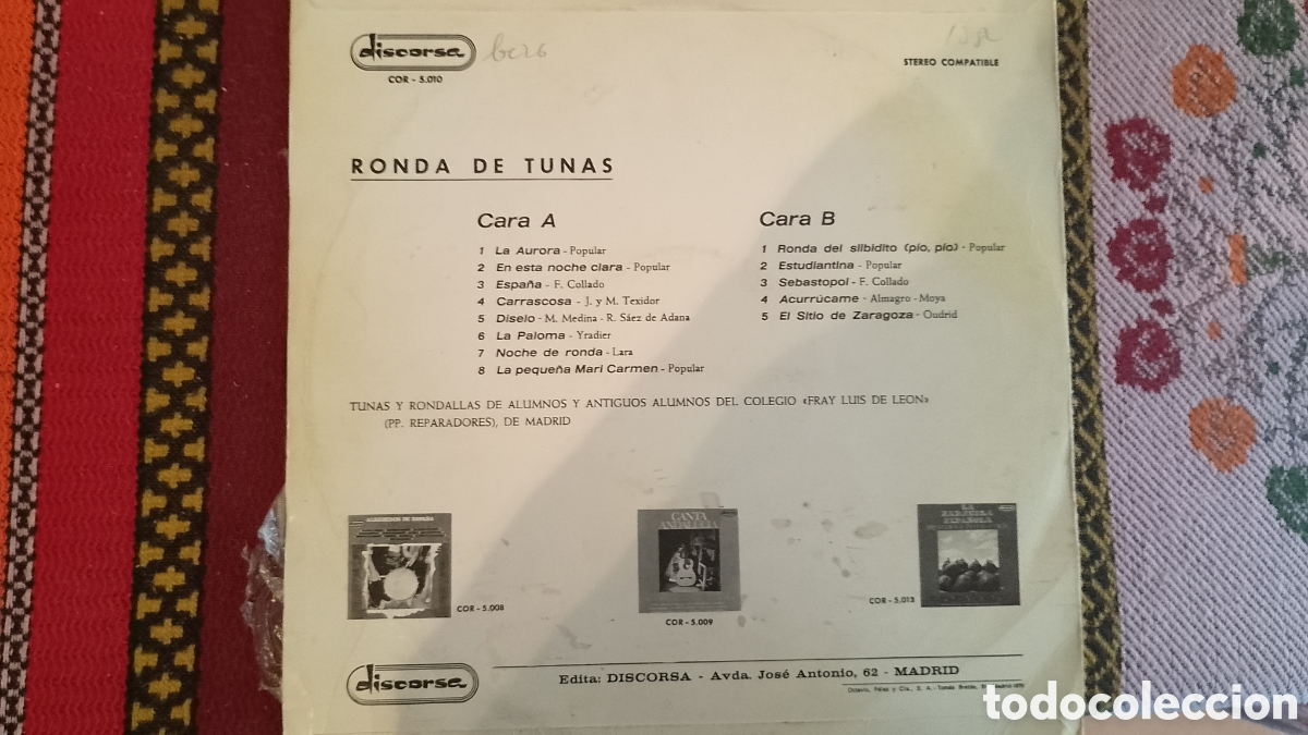 Discos de vinilo: Ronda de tunas fray luis de leon - Foto 2