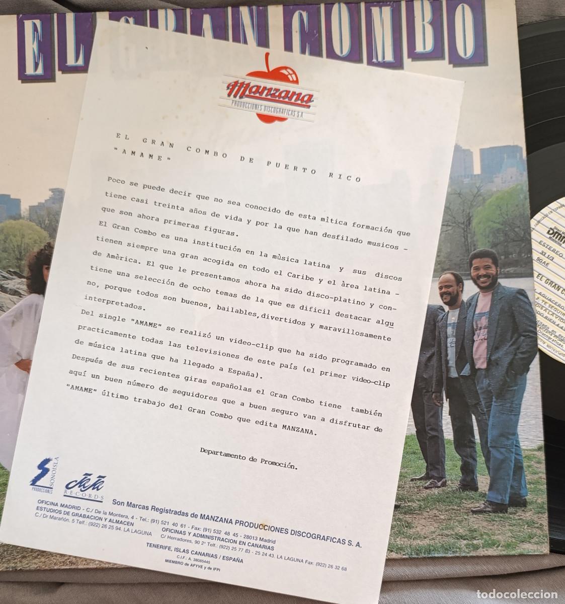 Discos de vinilo: EL GRAN COMBO DE PUERTO RICO - &iexcl;&Aacute;MAME! LP 1990.