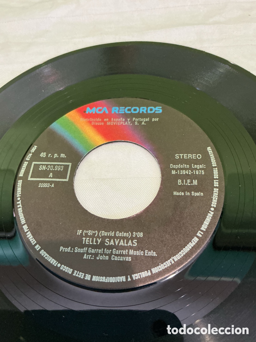 Discos de vinilo: Telly Savalas &ndash; If (S&iacute;) &ndash; Single vinilo 1975 - Foto 5