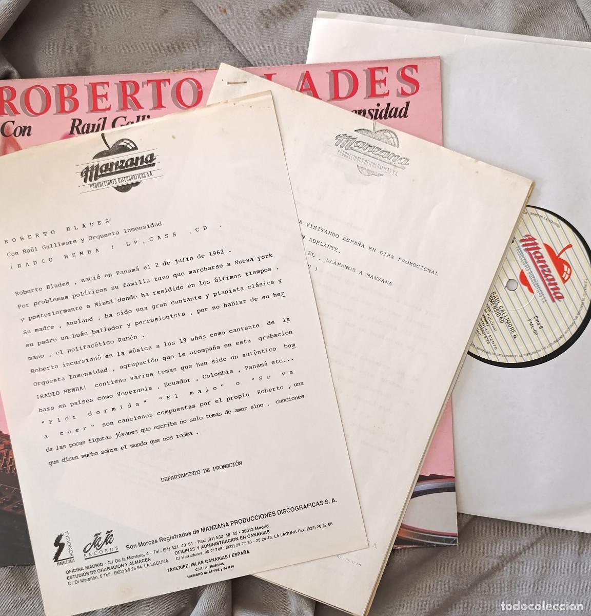 Discos de vinil: ROBERTO BLADES - RADIO BEMBA. LP 1990.