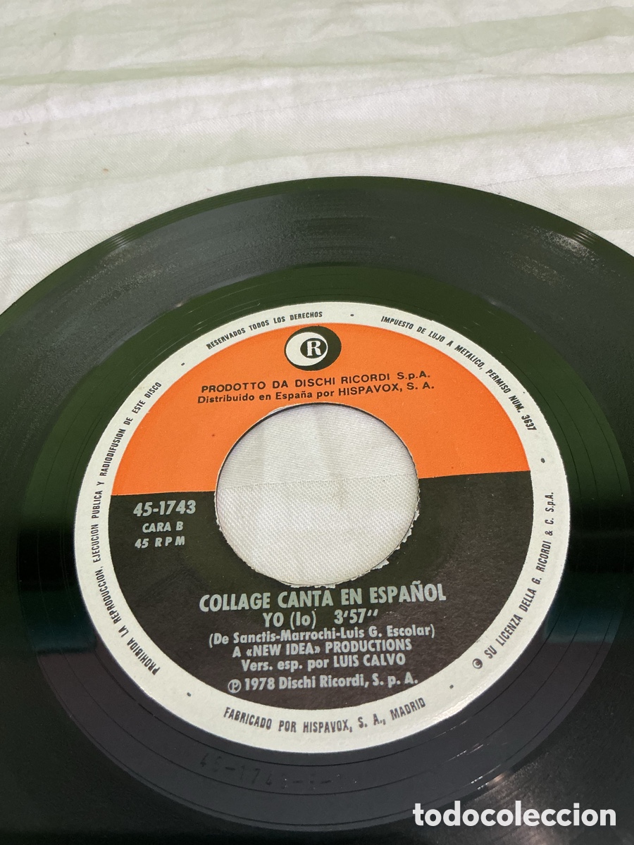 Discos de vinilo: Collage &ndash; Sol caliente &ndash; Canta en espa&ntilde;ol &ndash; Single 1978 - Foto 5
