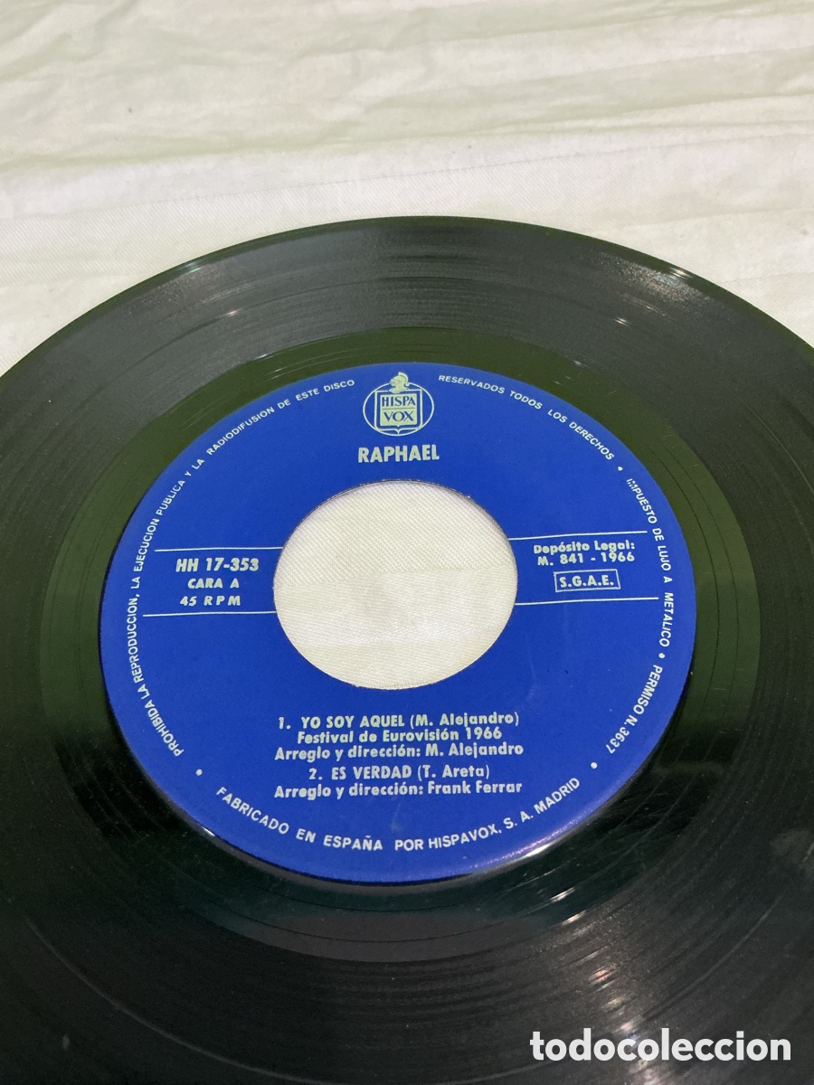 Discos de vinilo: Raphael &ndash; Yo soy aquel &ndash; EP espa&ntilde;ol 1966 - Foto 5