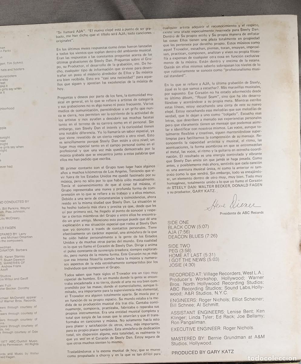 Discos de vinilo: STEELY DAN - AJA. LP ed. espa&ntilde;ola 1977 - Foto 3