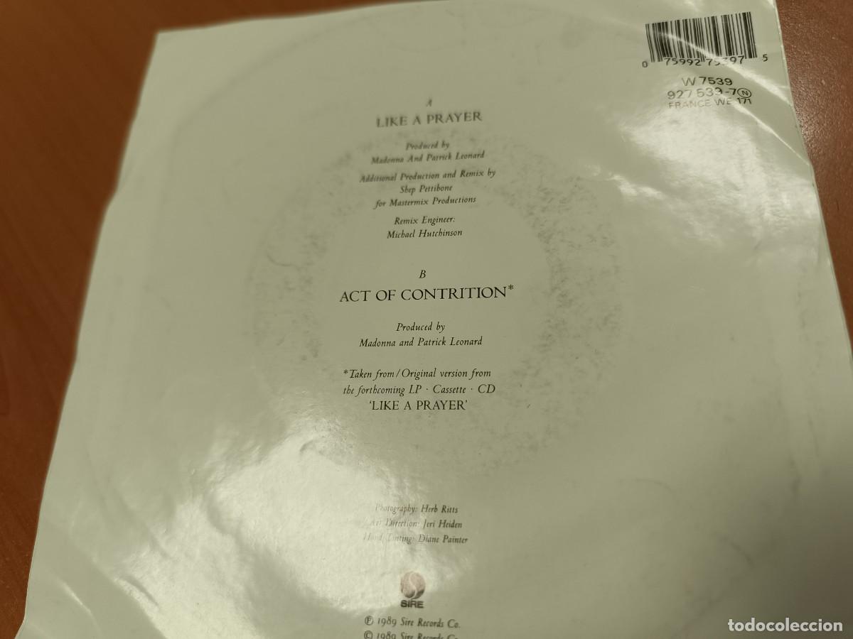 Discos de vinilo: DISCO VINILO CHICO DE MADONNA LIKE A PRAYER - Foto 3