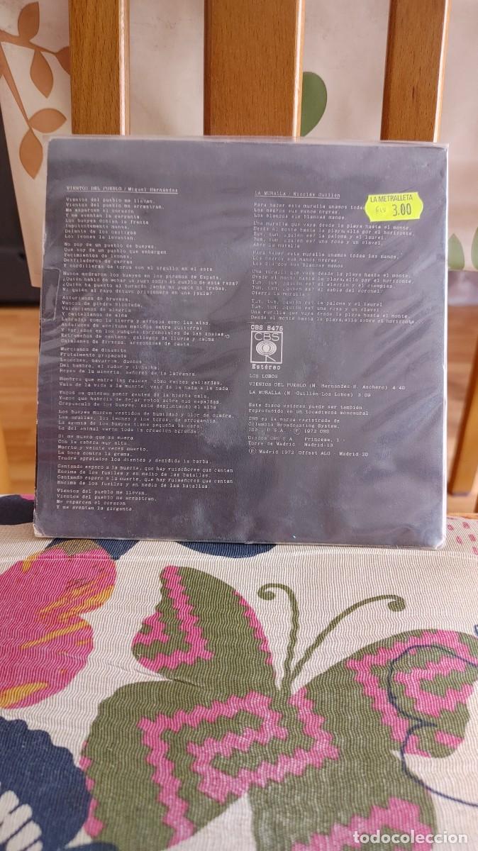 Discos de vinilo: LOS LOBOS-SINGLE VIENTOS DEL PUEBLO - Foto 2