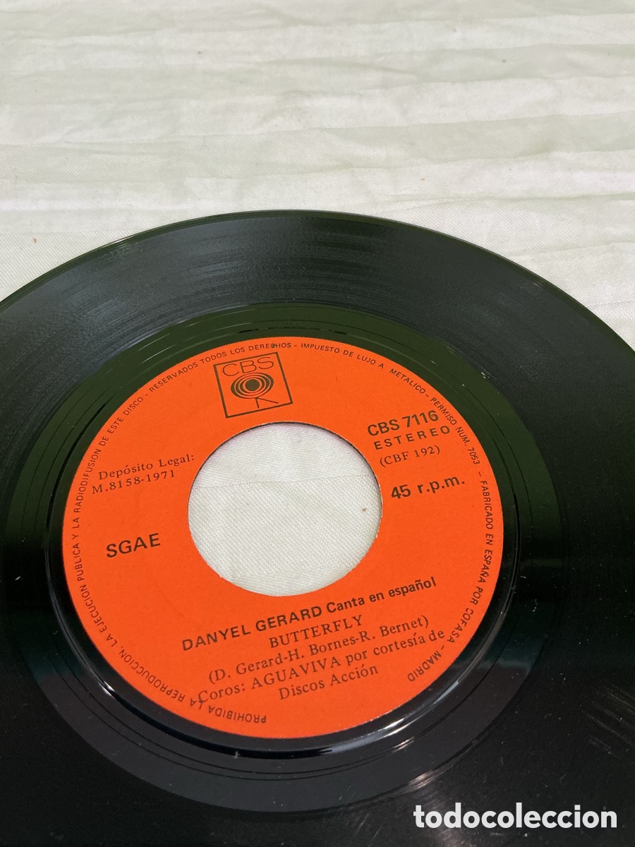 Discos de vinilo: Danyel G&eacute;rard &ndash; Butterfly &ndash; Single espa&ntilde;ol 1971 - Foto 4