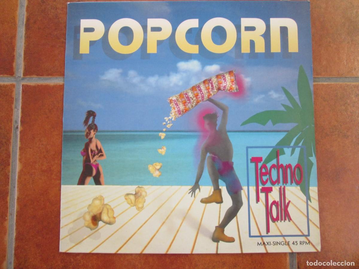 Discos de vinilo: TECHNO TALK - Popcorn. Maxi Single, ed espa&ntilde;ola 12&rdquo; 45 rpm 1990. Impecable (NM)