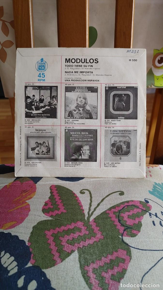 Discos de vinilo: MODULOS-SINGLE TODO TIENE SU FIN - Foto 2