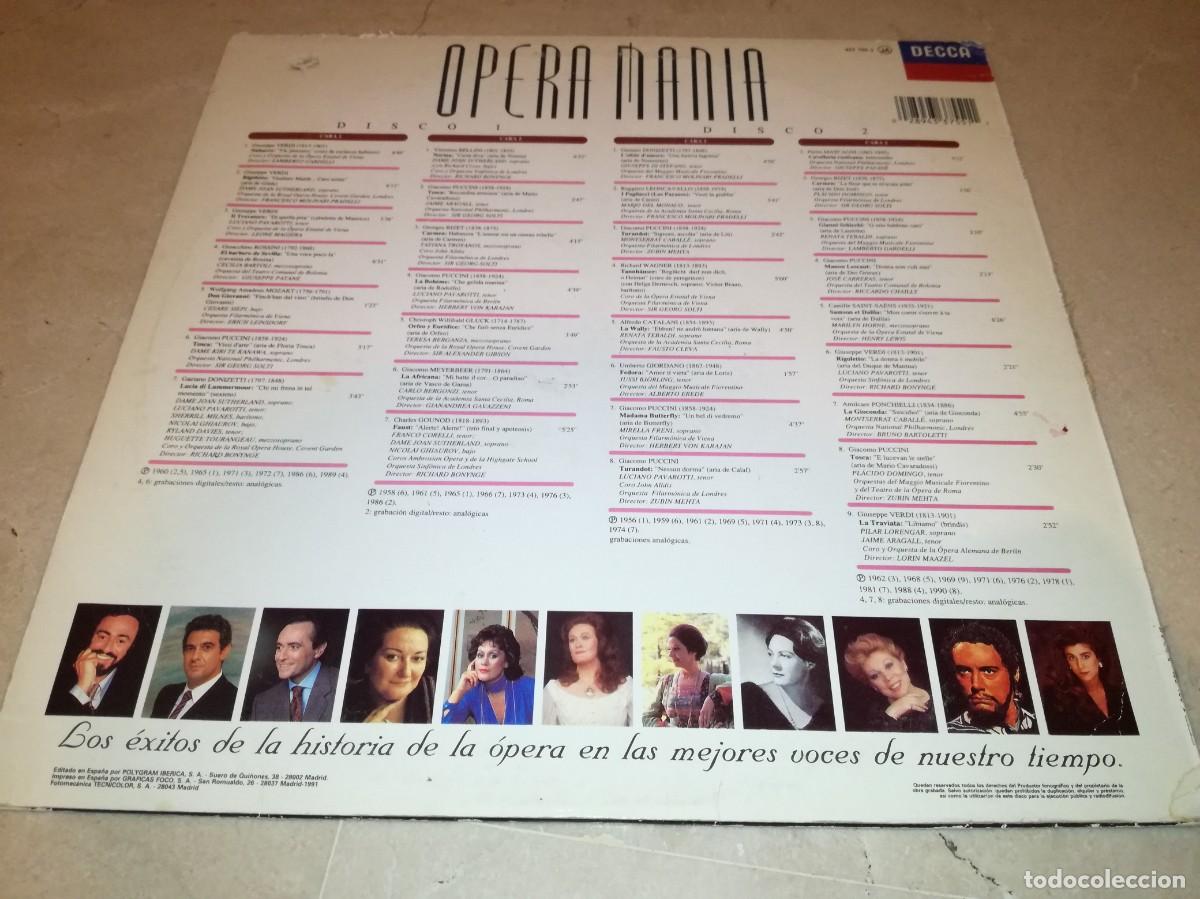 Discos de vinilo: OPERAMANIA-DOBLE LP-ORIGINAL 1991 - Foto 2