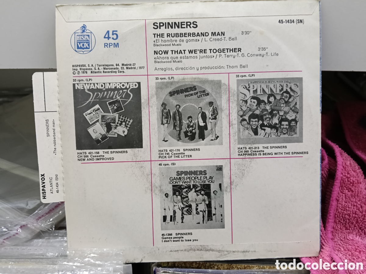 Discos de vinilo: Spinners single the rubberband man Espa&ntilde;a 1976 - Foto 2