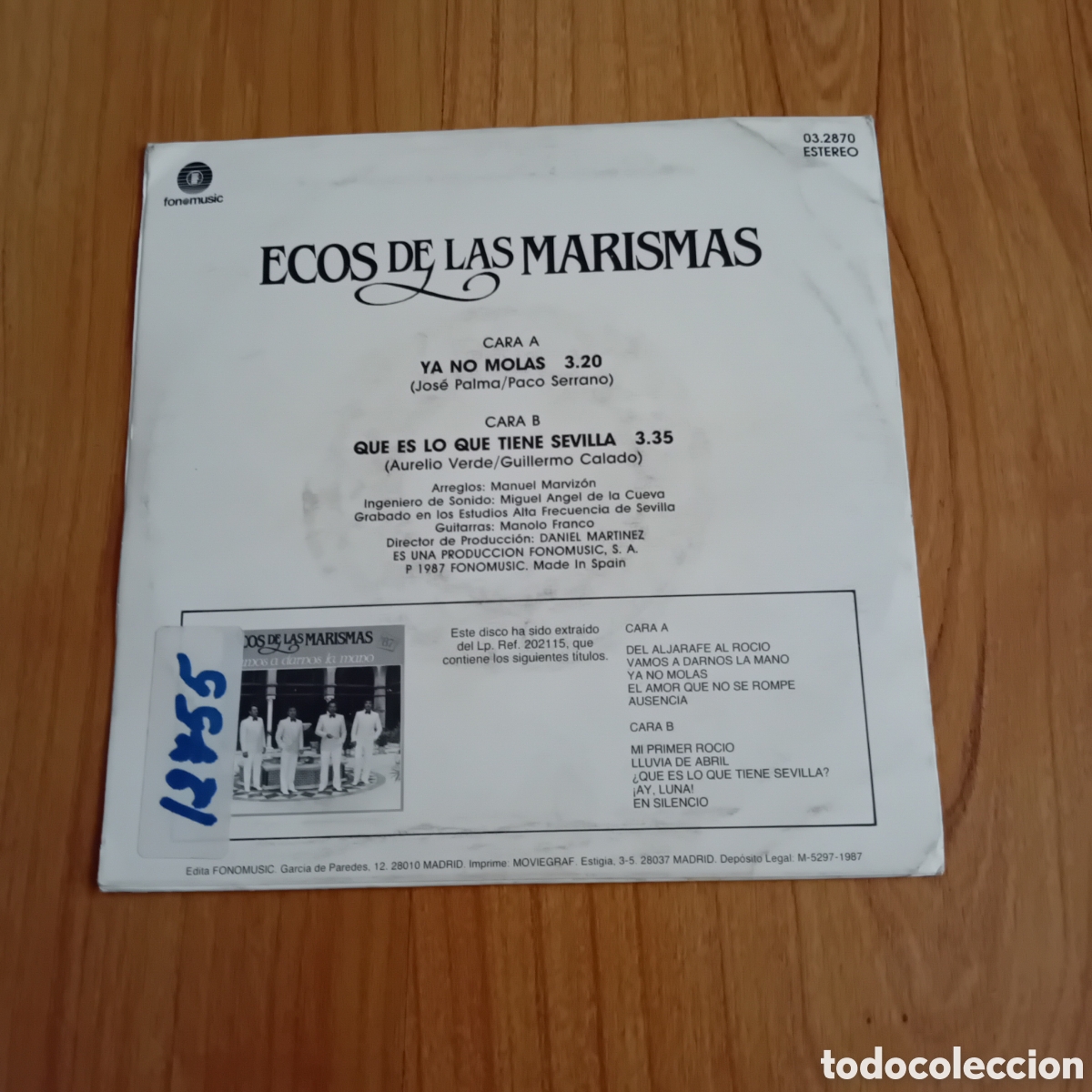 Discos de vinilo: ECOS DE LAS MARISMAS. YA NO MOLAS - Foto 2