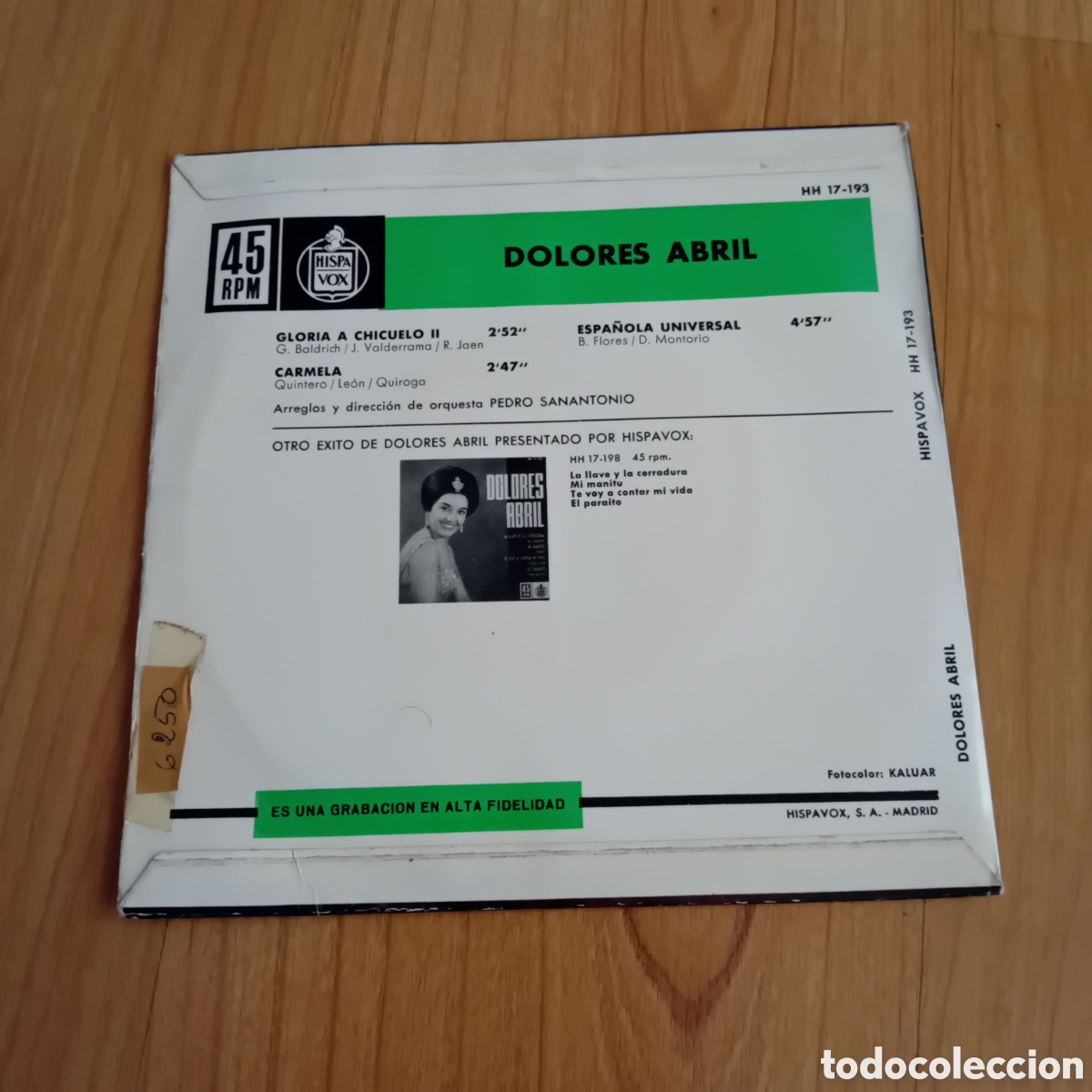 Discos de vinilo: DOLORES ABRIL. GLORIA A CHICUELO - Foto 2
