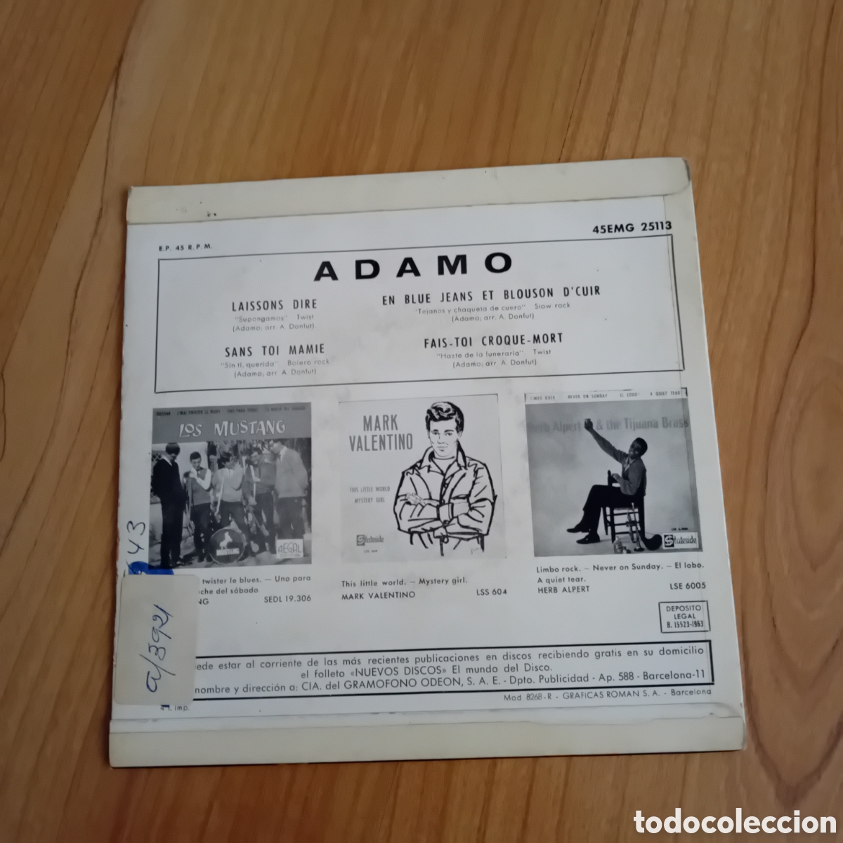 Discos de vinilo: ADAMO. LAISSONS DIRE - Foto 2