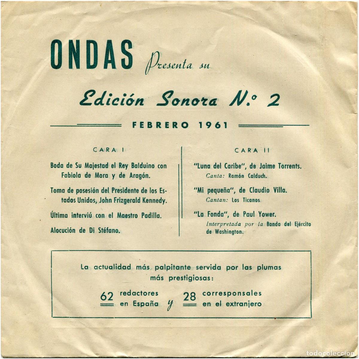 Discos de vinil: VVAA - Edicion Sonora De Ondas N.&ordm; 2 - Sociedad Espa&ntilde;ola de Radiodifusi&oacute;n - EP Spain 1960 - VG+/VG+