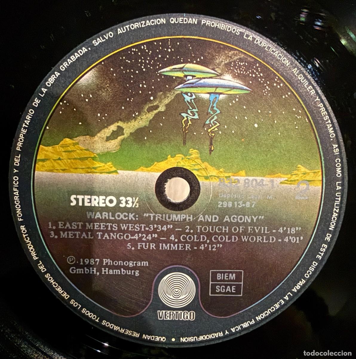 Discos de vinilo: Warlock &ndash; Triumph And Agony. Disco vinilo. Edic. Spain. 1987 - Foto 3