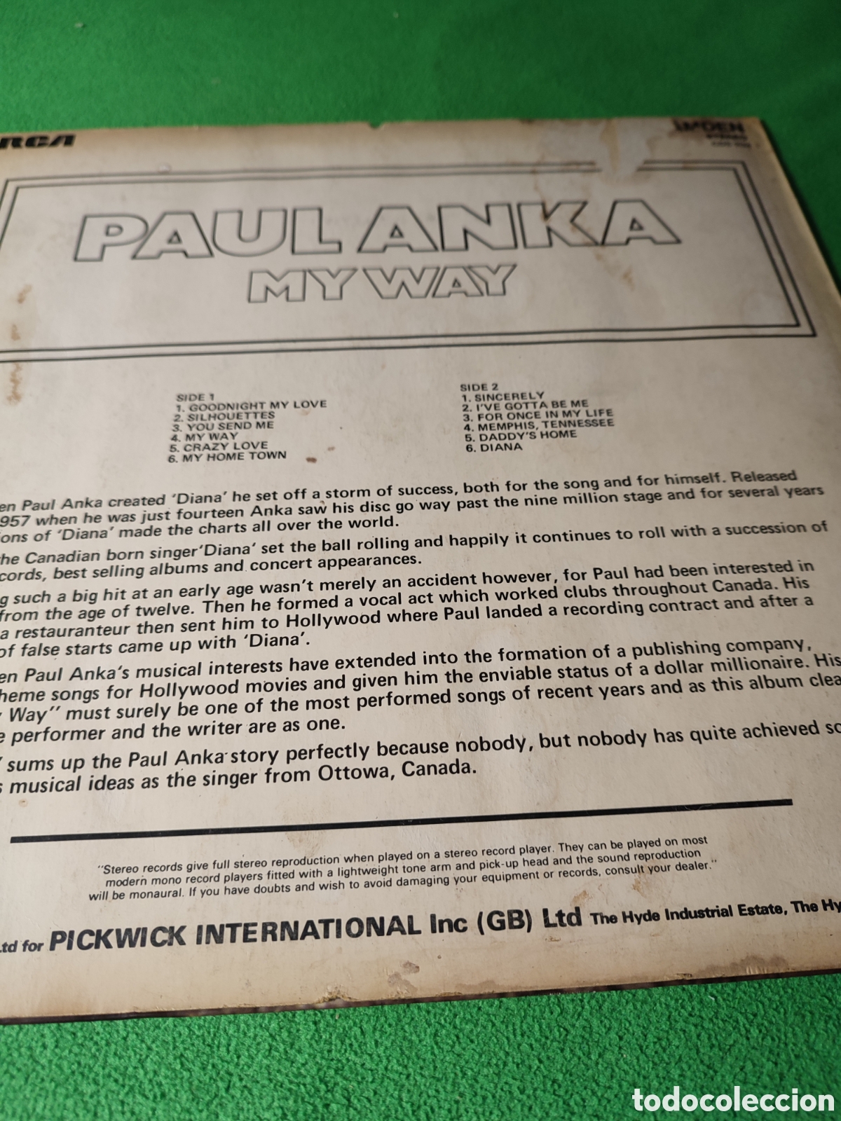 Discos de vinilo: Paul Anka - My Way Edici&oacute;n inglesa 1976 - Foto 2
