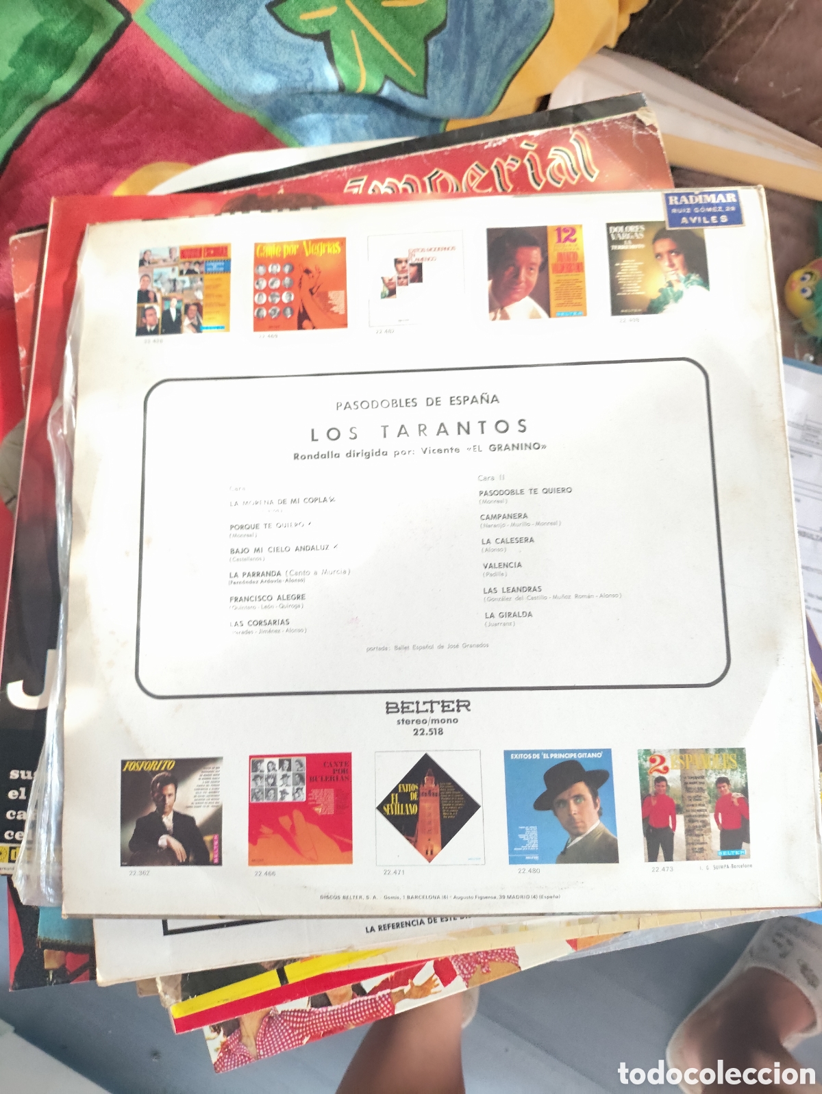 Discos de vinilo: Disco Vinilo Pasodobles de Espa&ntilde;a Los Tarantos - Foto 2
