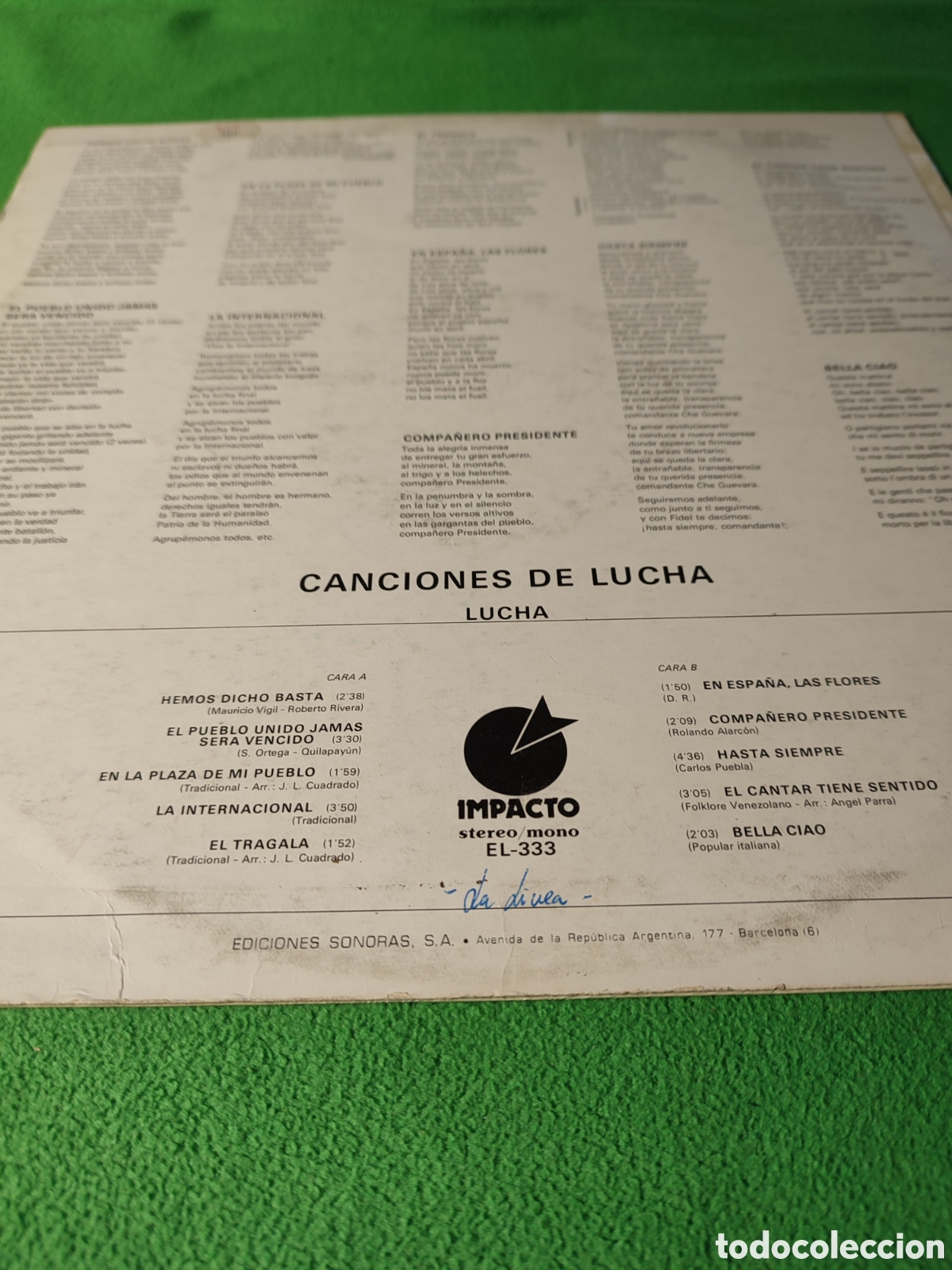 Discos de vinilo: Canciones de Lucha - Lucha varios - Foto 3