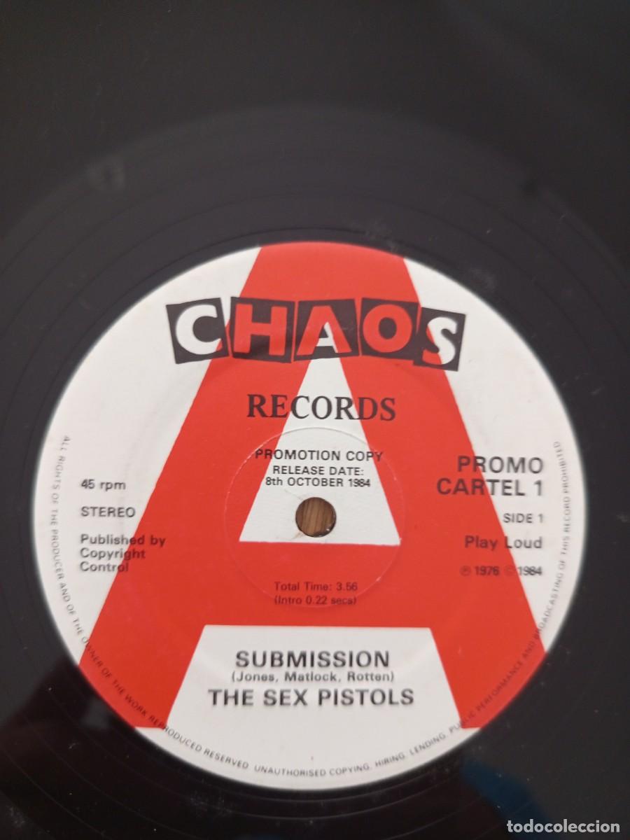 Discos de vinilo: JOYA MAXI PROMOCIONAL COPY UK. SEX PISTOLS / SUBMISSION / SELLO CHAOS CARTEL 1 RECORDS / A&Ntilde;O 1984.