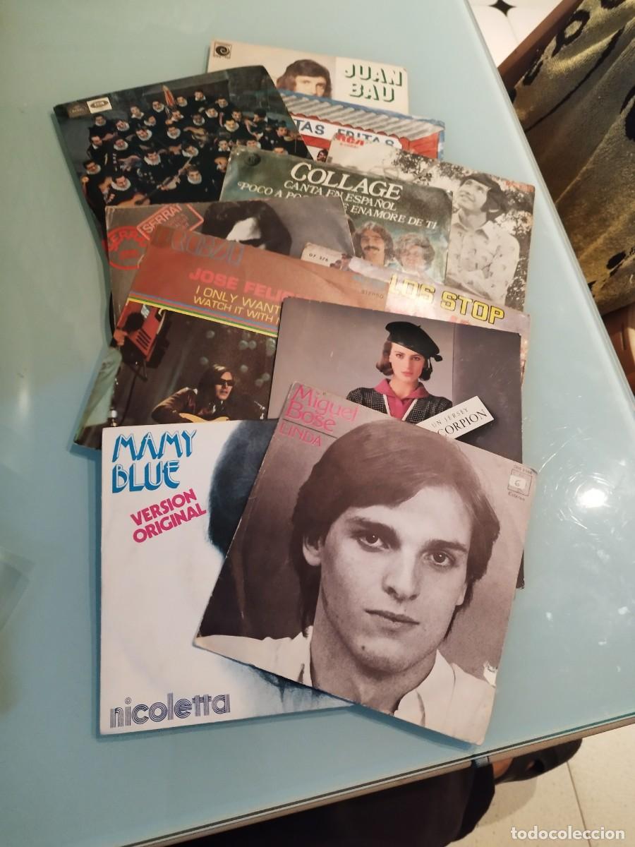 Discos de vinilo: Lote de 11 vinilos single. Serrat, Feliciano, tuna estudiantina, Miguel Bose, Julio iglesias.