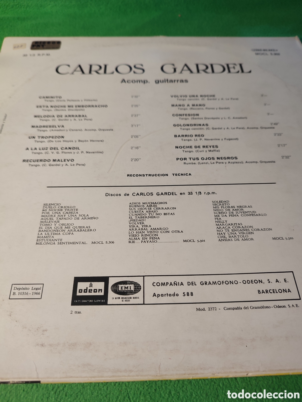 Discos de vinilo: Carlos Gardel - Carlos Gardel Edici&oacute;n 1966 - Foto 2