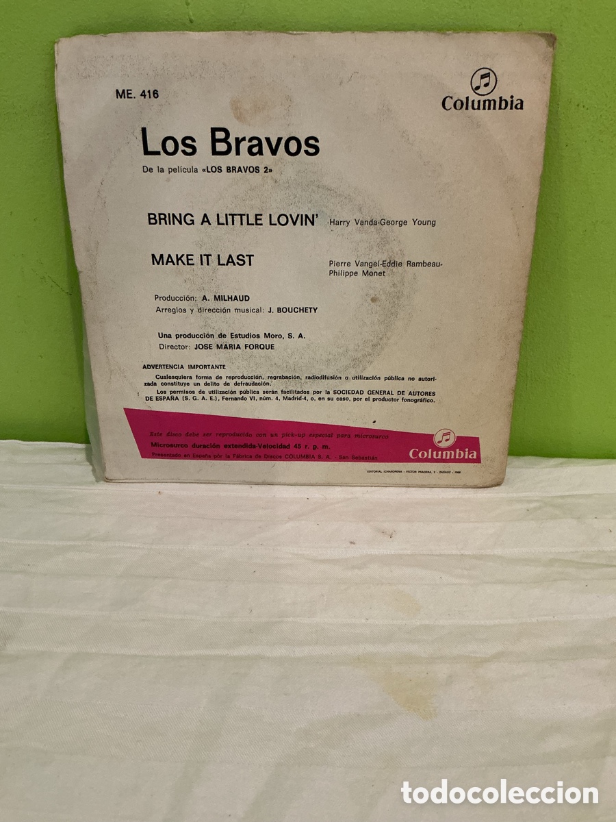 Discos de vinilo: Los Bravos &ndash; Bring a Little Lovin&rsquo; &ndash; Single 1968 - Foto 6