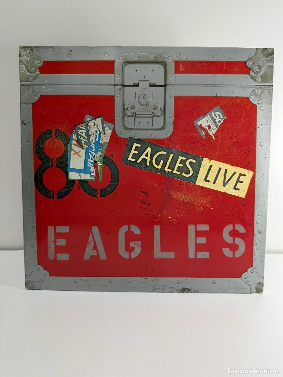 Discos de vinilo: EAGLES (LP) LIVE - A&Ntilde;O 1980 - DOBLE DISCO PORTADA ABIERTA - EDICION ALEMANA - ENCARTES ORIGINALES
