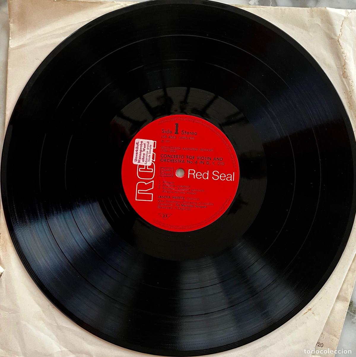 Discos de vinilo: MOZART. CONCIERTO PARA VIOLIN Y ORQUESTA N&ordm; 4. JASCHA HEIFETZ. MALCON SARGENT. SOLO VINILO