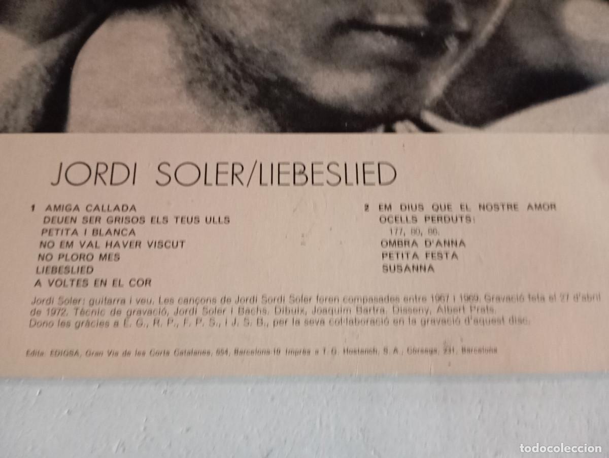 Discos de vinilo: JORDI SOLER - LIEBESLIED - EDIGSA - 19725 - Foto 9