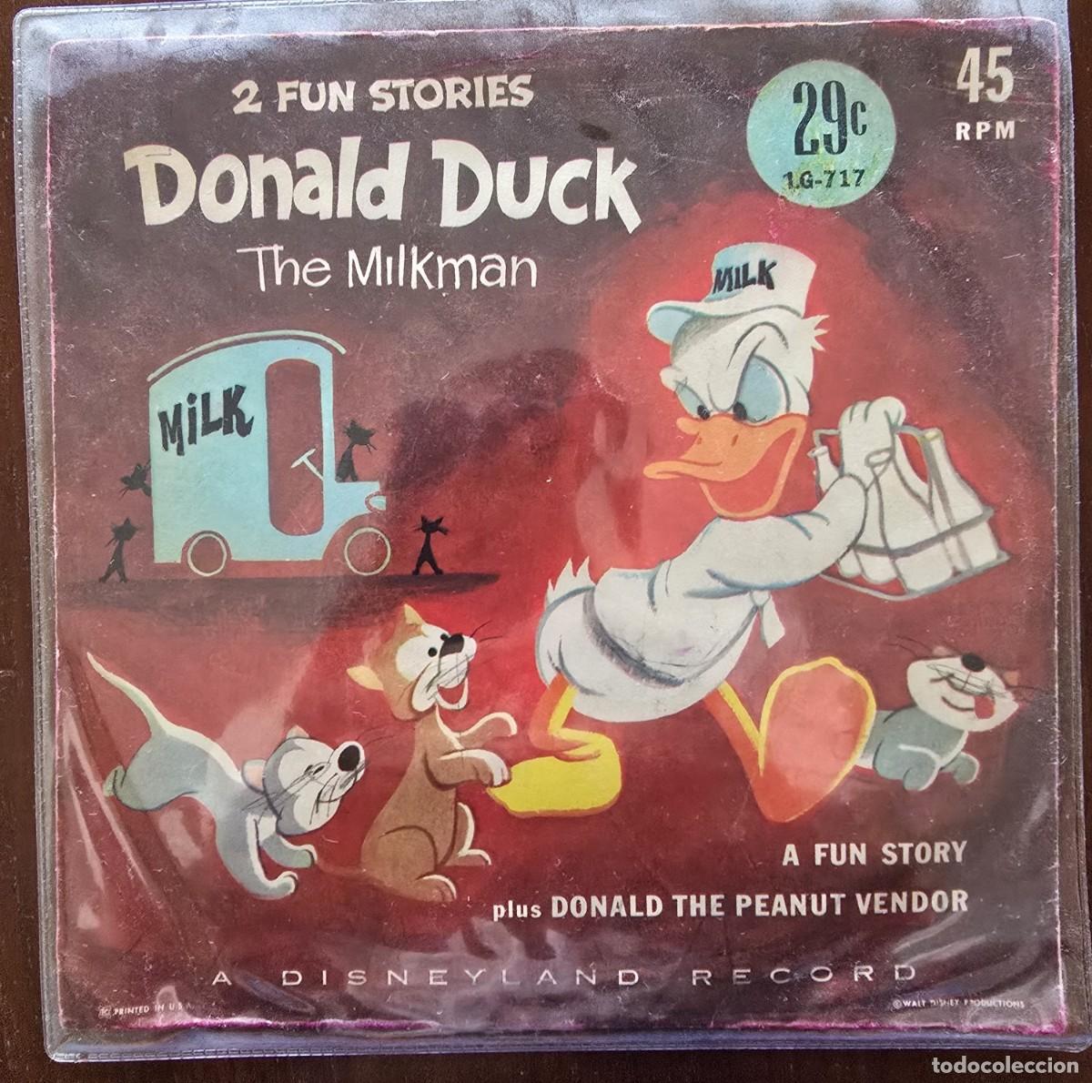 Discos de vinilo: Disco Single.Donald Duck.The Milkman.Walt Disney.