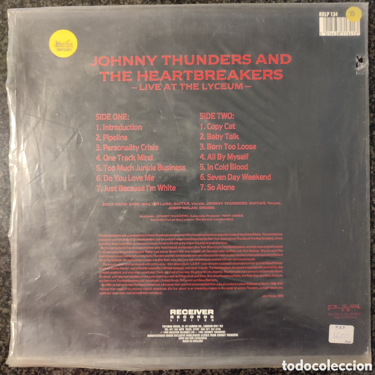 Discos de vinilo: Lp Johnny Thunders and the Heartbreakers. Live at the Lyceum - Foto 2