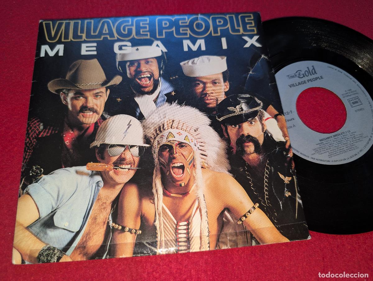 Discos de vinilo: VILLAGE PEOPLE Megamix 7'' SINGLE 1989 Gold FRANCE FRANCIA