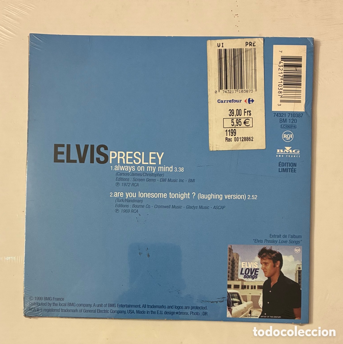 Discos de vinilo: SINGLE. ELVIS PRESLEY. EDICI&Oacute;N LIMITADA FRANCIA 1999 - Foto 2