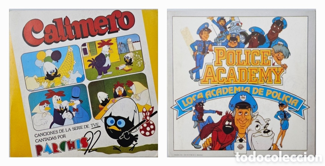 Discos de vinil: PARCHIS 92 & SESAMO - Calimero/Loca Academia de Polic&iacute;a (Espa&ntilde;a - Perfil - 1990) RARO EACASO