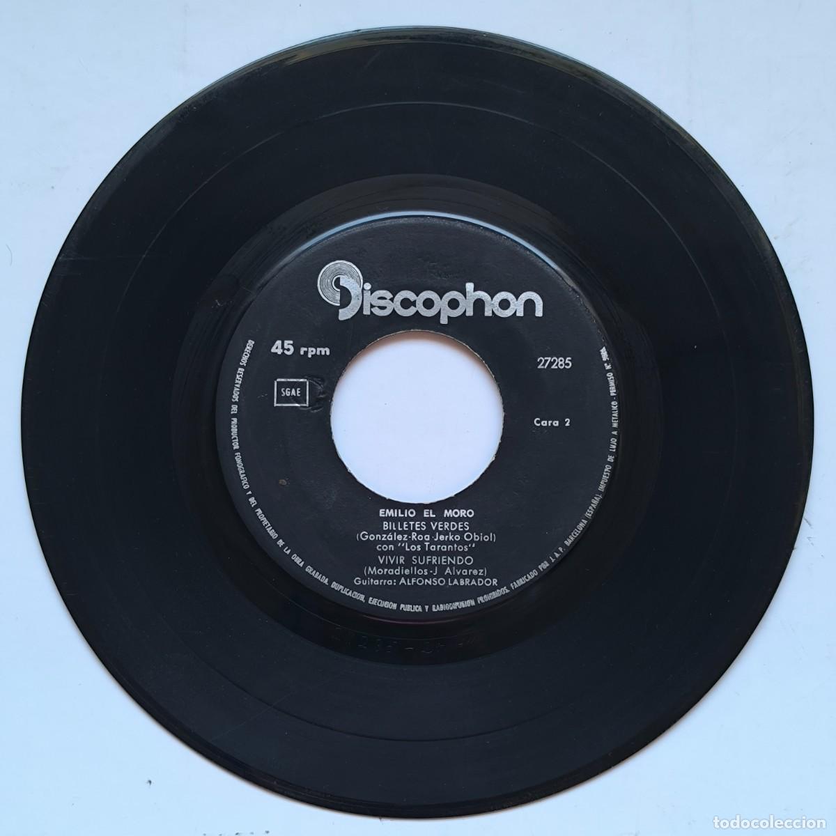 Discos de vinilo: Emilio el Moro &ndash; Celos de espuma / Billetes verdes &ndash; Single Discophon - Foto 2