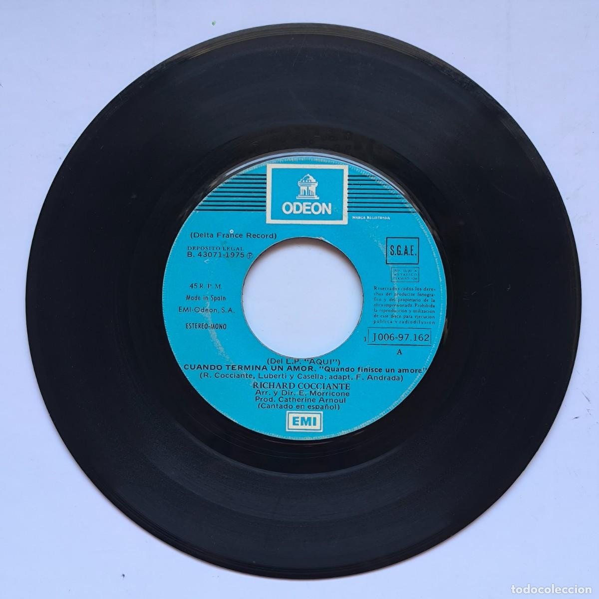 Discos de vinilo: Richard Cocciante &ndash; Cuando termina un amor / Si yo fuese &ndash; Single vinilo 45 RPM &ndash; Odeon
