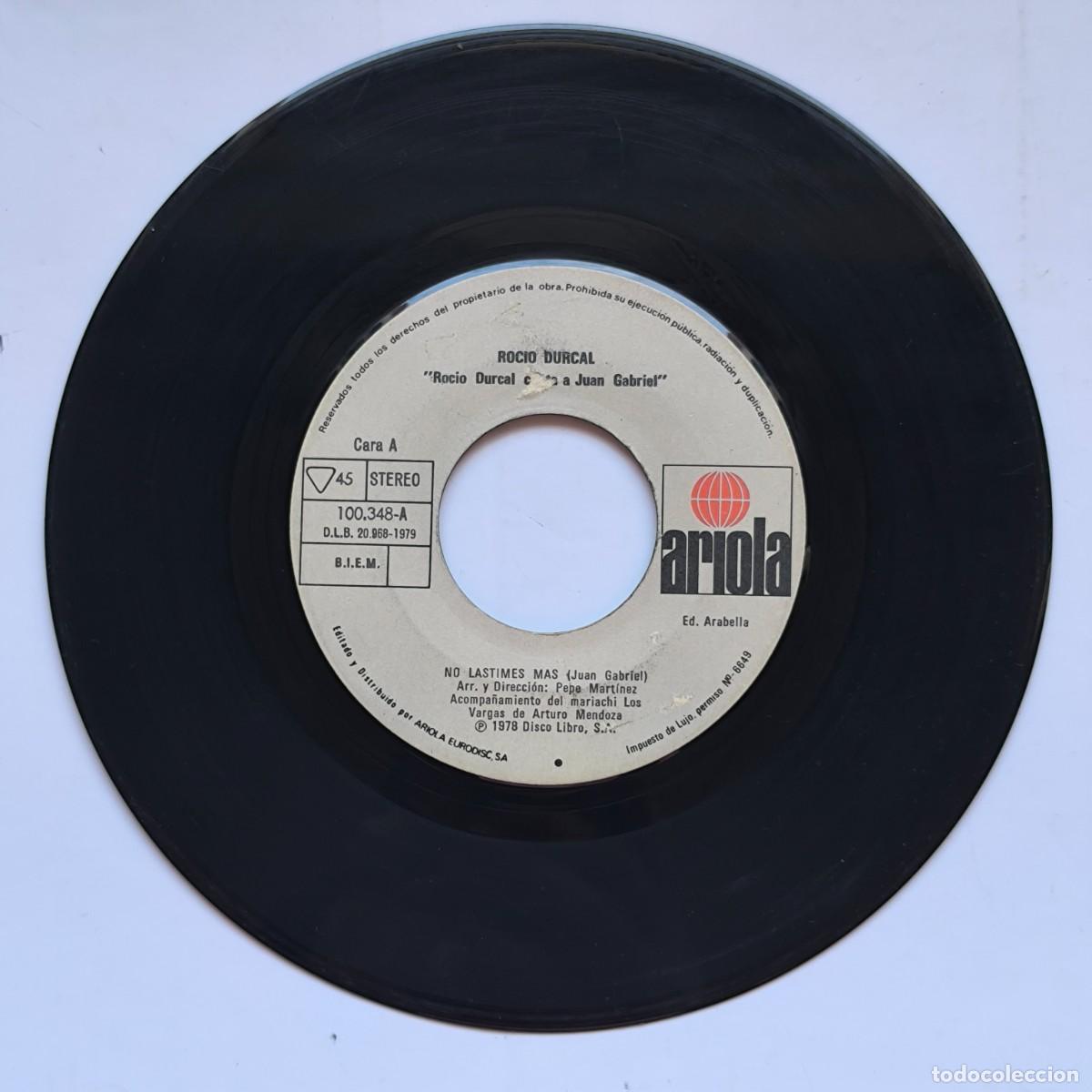 Discos de vinil: Roc&iacute;o D&uacute;rcal &ndash; Me nace del coraz&oacute;n / No lastimes m&aacute;s &ndash; Single vinilo 45 RPM &ndash; Ariola