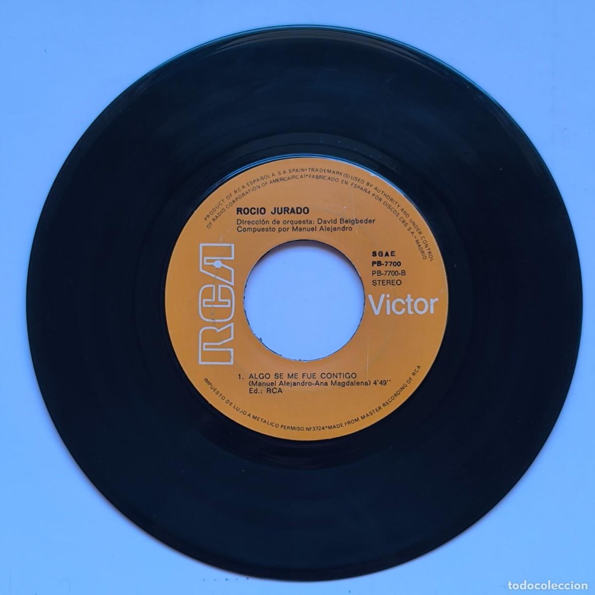 Discos de vinil: Roc&iacute;o Jurado &ndash; Como yo te amo / Algo se me fue contigo &ndash; Single vinilo 45 RPM &ndash; Victor