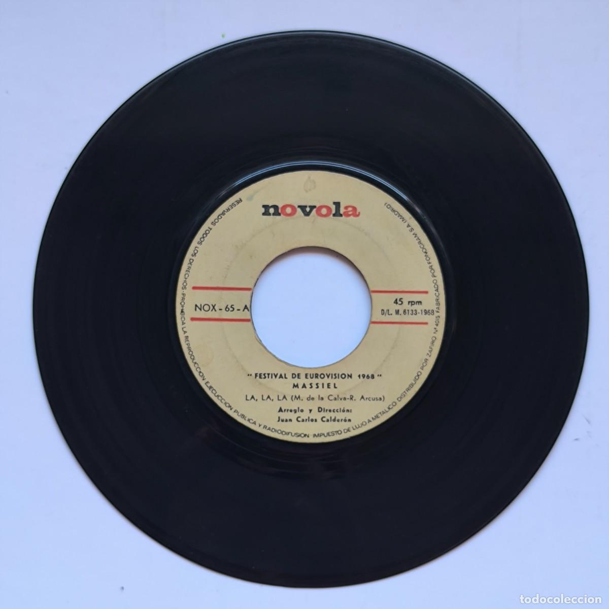 Discos de vinil: Vinilo Massiel &ndash; La, La, La / Pensamientos, Sentimientos &ndash; Novola &ndash; Single antiguo 45 RPM