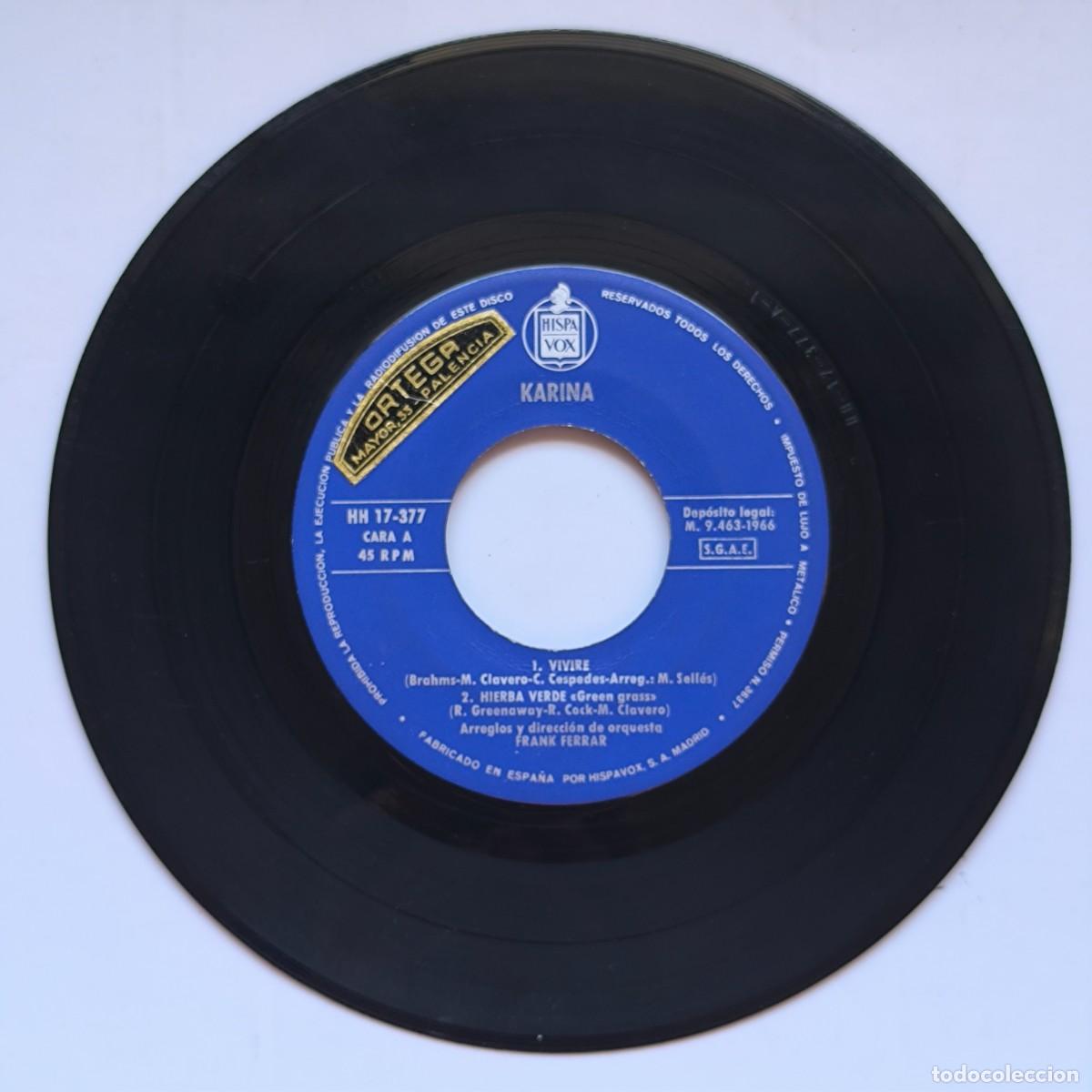 Disques de vinyle: Vinilo Raphael &ndash; Canta la Navidad / Karina &ndash; Vivir&eacute; &ndash; Hispavox &ndash; Single antiguo 45 RPM