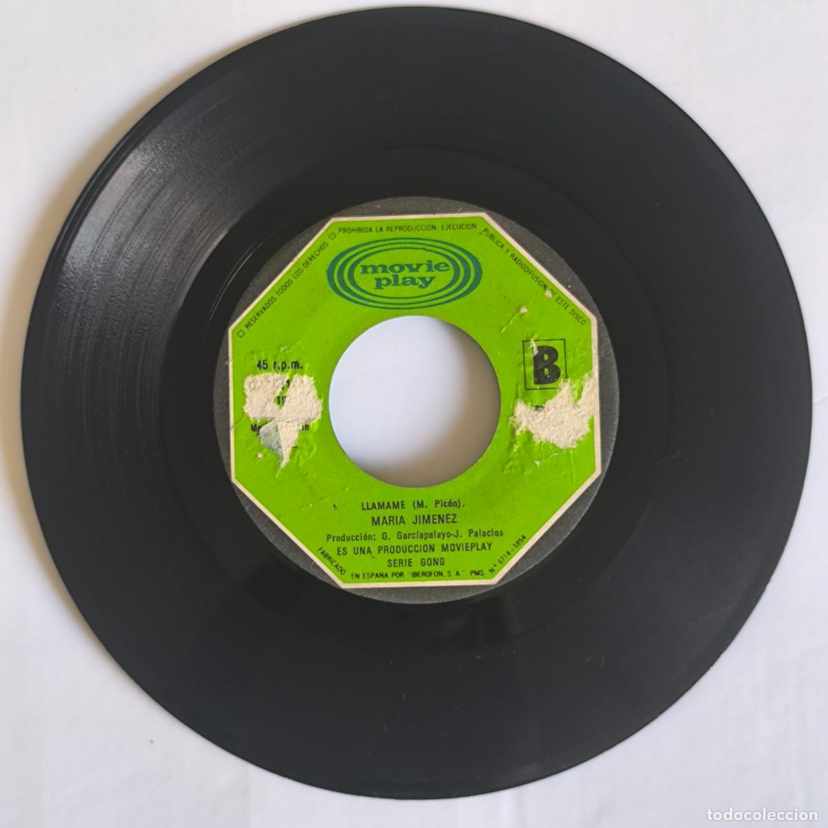 Discos de vinil: Vinilo Mar&iacute;a Jim&eacute;nez &ndash; H&aacute;blame en la Cama / Ll&aacute;mame &ndash; Vinilo Single 45 RPM
