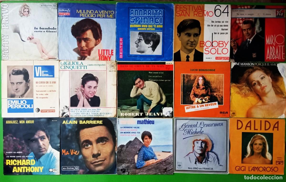 Discos de vinilo: Lote 15 Singles:Little Tony, Patty Pravo, Annarita Spinaci, Bobby Solo, Alain Barriere...