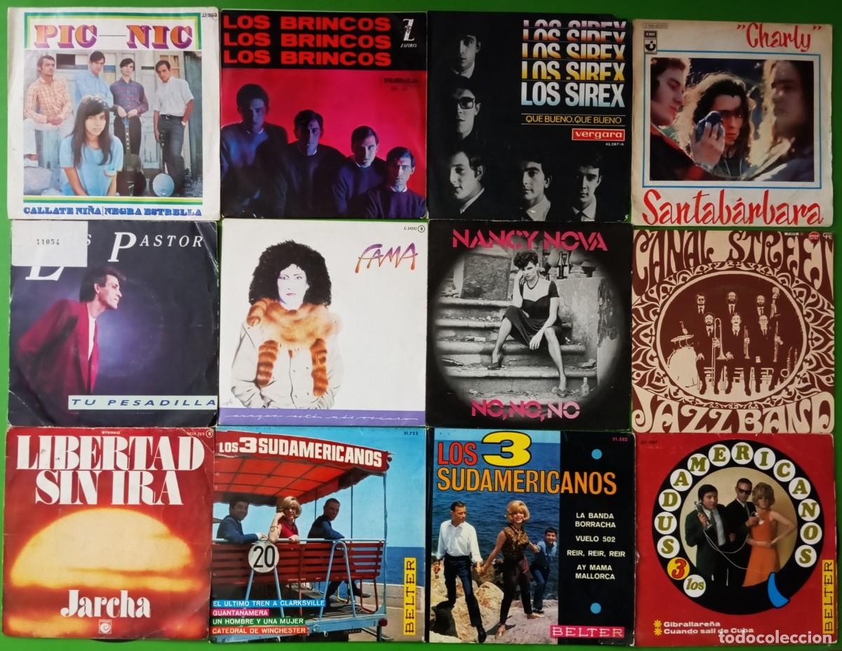 Discos de vinilo: Lote 12 Singles: Los Brincos, Sirex, Canal Street, Jarcha, Fama, Nancy Nova, Lu&iacute;s Pastor, Pic Nic...