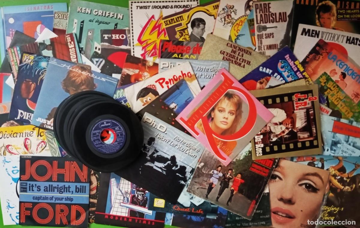 Discos de vinilo: Lote de 70 singles (50 con funda + 20 sin funda)