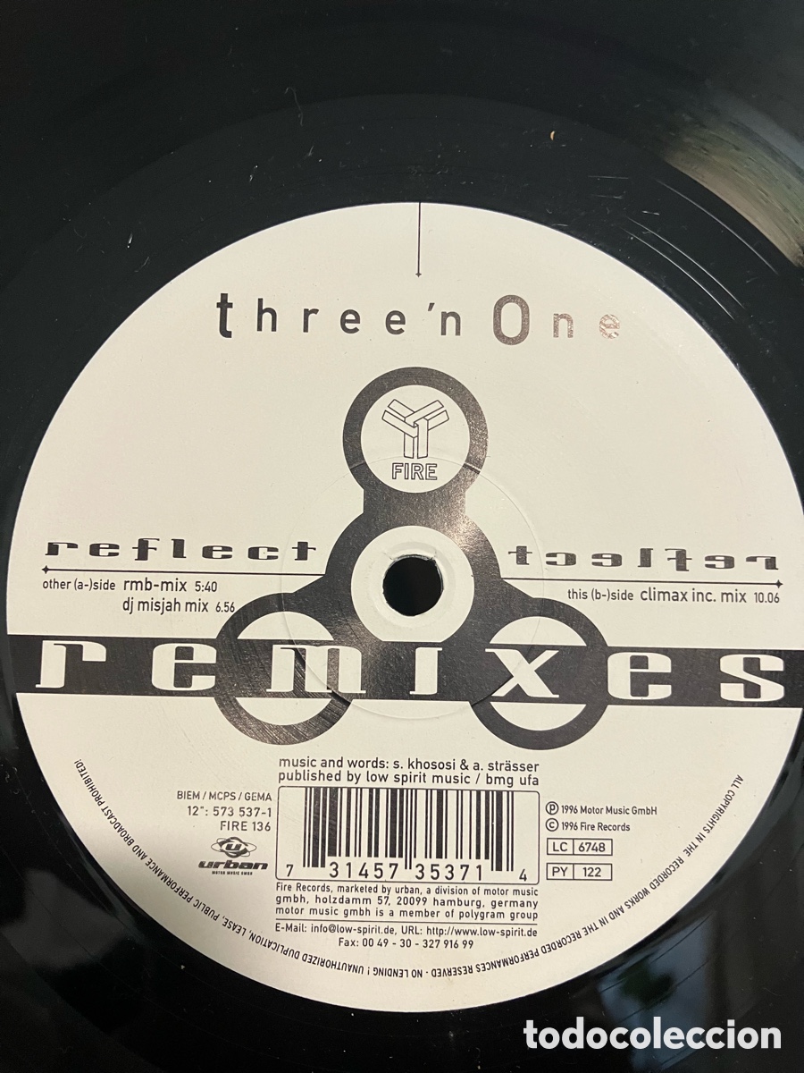 Discos de vinilo: Three&rsquo;N One - Reflect (Remixes) - Foto 5