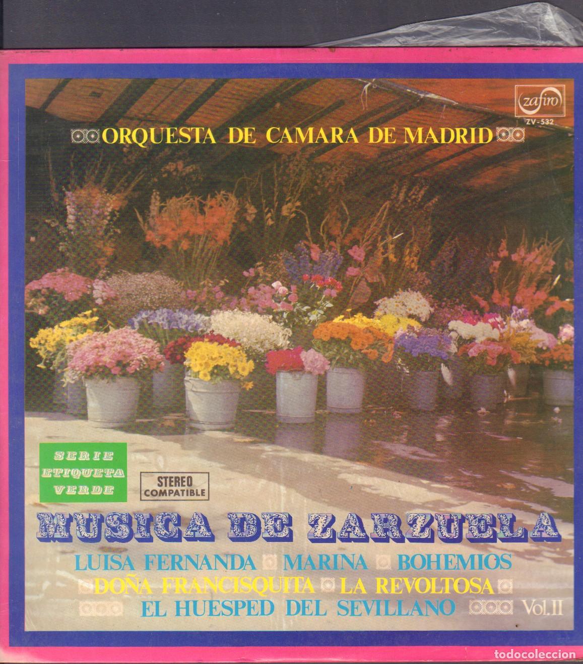 Vinyl-Schallplatten: MUSICA DE ZARZUELA - ORQUESTA DE CARAMA DE MADRID / MARINA, BOHEMIOS.../ LP ZAFIRO 1969 RF-26943